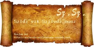 Szlávik Szilvánusz névjegykártya